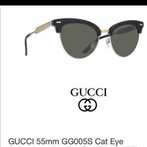 GUCCI Shades Sunglasses - Black, Silver & Gold frame w/dk green lens